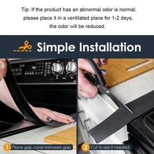 Easy-Clean Silicone Stove Gap Cover, Kitchen Counter Gap Cover Strip, Heat Resistant Oven Gap Filler, Between Kitchen Appliances Washing Machine And Stovetop, Removable & Trimmable