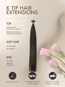 50pcs K-Type & V-Type Keratin Hair Extensions, Real Human Hair Extensions, 14-22 Inches Straight Hair, K-Type Keratin Hair Wefts, Invisible V-Type Hair Extensions - Multicolor - View 5