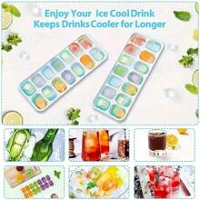 1/4pcs Silicone Ice Cube Mold, Kitchen Stuff, Kitchen Gadgets 00004pcs, Ice Cube Trays, Easy-Release Silicone & Flexible 14-Ice Cube Trays With Spill-Resistant Removable Lid, For Cocktail, Freezer, Stackable Ice Trays With Covers Ice Cube Tray Ice Cube Ice Cube Squishy Ice Cube Mold Ice Cube Mould