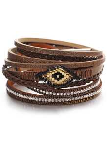 1 Peça Pulseiras Envolventes Laranja de Couro PU Múltiplas para Mulheres, Pulseiras Empilháveis para Aniversário, Festa Diária, Natal, Presentes de Jóias, Acessórios para Baile de Formatura/Páscoa, Jóias Femininas