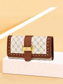 时尚花朵印花大容量女士三折长款钱包礼品钱包女士钱包迷你钱包零钱包 - 白色 - 查看 5