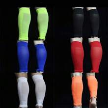 1 Coppia di protezioni per gambe da calcio professionali ad alta elasticità, design a singolo strato con tasche e fori di aerazione in rete traspirante