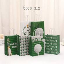 6/12/24pcs/Set Golf Sports Series Kraft Paper Printed Bags, Packaging Bags For Party Gift, Kraft Paper Bags