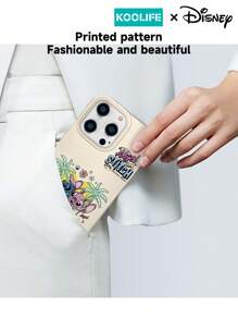 1 pieza Funda de teléfono anti-caída de TPU con pintura de dibujo animado lindo de Stitch de Disney en estilo tropical, ligera, con textura, compatible con Apple 16/16 Pro Max/16 Pro/16/15/15 Pro/15 Plus/14/13/12/11