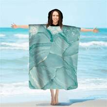 1 halat de baie de schimb, poncho de surf absorbant de apă, halat de baie cu glugă cu uscare rapidă, subțire, ușor, rezistent la vânt și UV, moale și cald, potrivit pentru înot, duș, scufundări, surfing pe plajă, călătorii de vară, vacanță, decor baie, articole esențiale pentru plajă