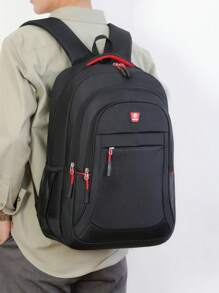 Large Capacity Durable Travel Backpack, Men's Laptop Bag, High Capacity, School/Commute Backpack With Laptop Compartment, Adjustable Shoulder Straps, Zipper Closure, Ideal For Travel, School And Commute, Multi-Functional Handbag