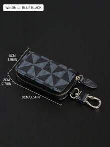 Estuche para llaves de hombre de negocios, soporte compacto y de moda de PU con estampado floral para llavero, monedero, billetera mini para hombre