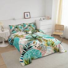 Castle Fairy Tropical Comforter Set Twin/Full/Queen/King Palm Tree Bedding Set 3pcs For Adult,Ocean Beach Theme Duvet Insert Watercolor Quilted Duvet,Twin Only 1 Pillowcase,Full/Queen/King Size 2 Pillowcases - màu xanh da trời - Xem 2