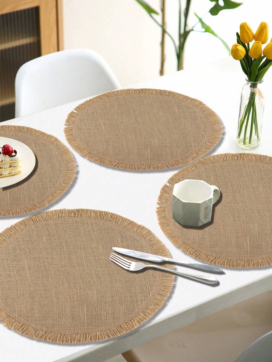 1/2/4 件波西米亚风格复古流苏餐垫，适合婚礼、派对、节日庆典、野餐、乡村聚会、生日晚宴