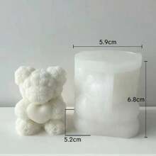 Stampo in silicone per candele a forma di cuore, rosa, orsacchiotto