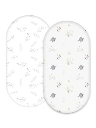 GLLQUEN BABY 婴儿摇篮床单 2 件装，适用于男婴，中性摇篮床单，适合矩形、圆形、椭圆形、摇篮床垫，灵活适用于不同的摇篮垫/床垫，经 Oeko-Tex 认证