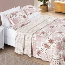 Double-Sided Bouti Bedspread With Pillowcase In Various Prints - Rosa Oxidada - Ver 3