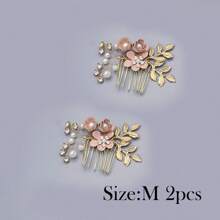2/3/4 piezas Pasador de pelo con flores y perlas de imitación para mujer, y 1 peineta para bodas, fiestas, tocados estilo bohemio