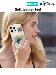 1 pieza Funda de teléfono anti-caída de TPU con pintura de dibujo animado lindo de Stitch de Disney en estilo tropical, ligera, con textura, compatible con Apple 16/16 Pro Max/16 Pro/16/15/15 Pro/15 Plus/14/13/12/11