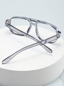 1副男士椭圆形镜框简约时尚无度数眼镜（适合看电视、智能手机、办公、日常佩戴） - 透灰平光鏡 - 查看 4