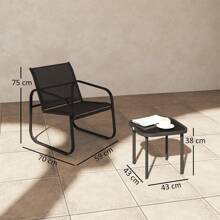 Outsunny Garden Bistro Set, 3 Piece Metal Garden Furniture Set With Mesh Chairs And Square Glass Top Table, Small Balcony Furniture For Outdoor, Patio, Conservatory, Black - Black - View 3