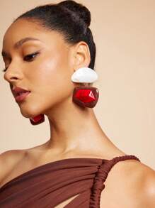 1 Pair Asymmetrical Exaggerated Vintage Style Resin Earrings