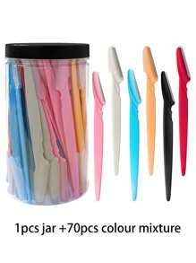 70/24/12/6pcs Multi-Color Grooming Razor Set, Eyebrow Trimmer And Razor, Callus Remover And Body Hair Removal Tool, Face And Eyebrow Razor Set With Long Handle Blades And Precision Protective Cover, Suitable For Daily Use Or Travel, Multifunctional Eyebrow Trimmer, Sharp Stainless Steel Eyebrow Tool With Protective Cover, For Eyebrows, Lip Hair,Giveaways,Travel,Cheap Stuff,Travel Essential - Red - View 11