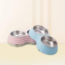 1 pièce Bol double en acier inoxydable Cadeau pour amateurs de chats/chiens et amoureux des chats/chiens. Bol d'eau et de nourriture pour animaux de compagnie antidérapant. Base antidérapante pour l'alimentation intérieure et extérieure. Bols intérieurs amovibles.
