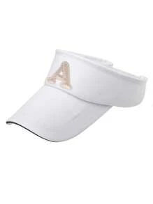 1 pieza Gorra de béisbol con bordado de letra para niños Letra A-Z Gorra de béisbol negra para niños y niñas Gorras visera de equipo deportivo Gorras con hebilla ajustable 8-16 años - Blanco - Ver 8