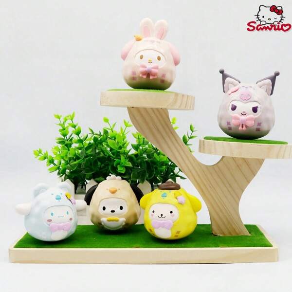 Sanrio 1 pezzo Figura da collezione con pupazzo cieco a tema di piccoli animali della serie Sanrio Tumbles, personaggio di anime carino, sorpresa, resistente alle cadute e indistruttibile, decorazione da tavolo rilassante, regalo carino per vacanze, compleanni o feste [stile casuale inviato]
