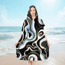 1 halat de baie de schimb, poncho de surf absorbant de apă, halat de baie cu glugă cu uscare rapidă, subțire, ușor, rezistent la vânt și UV, moale și cald, potrivit pentru înot, duș, scufundări, surfing pe plajă, călătorii de vară, vacanță, decor baie, articole esențiale pentru plajă