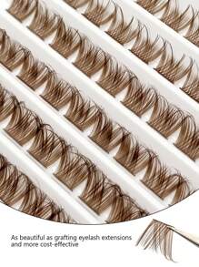 100pcs D Curl Brown DIY Cluster Lashes, Easy-Apply Individual Lash Extensions, Reusable Eyelash Clusters