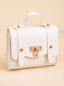 1个女孩时尚百搭单肩斜挎包，夏季流行小方包 - 白色 - 查看 4