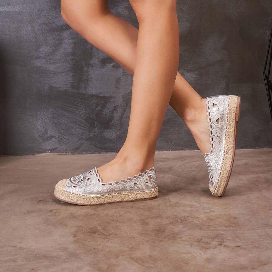 Lace Espadrilles – Bohemian Elegance For A Summer Style - Silver - View 1