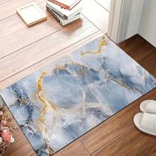 1 pieza Felpudo de bienvenida con patrón de rayas de mármol - Antideslizante, apto para interior/exterior, absorbente de agua y resistente a la suciedad, apto para dormitorio, baño, cocina, entrada - Decoración del hogar lavable, tapete suave y esponjoso para primavera y verano