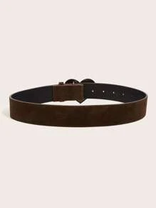 1 件女式复古金属扣印花 PU 皮带，适合西部牛仔风格夏季、秋季、万圣节 - 咖啡 - 查看 3