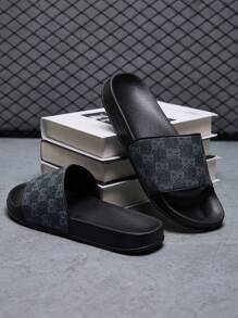 Men's New Arrival High Elastic Anti-Slip Bottom Casual Indoor Slippers With Elements, For Parks, Streets And Beaches - Black - View 9