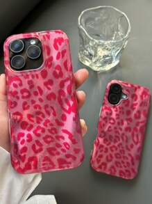 غطاء هاتف سيليكون ناعم شفاف مزين بطبعة نمر أحمر محظوظ ولامع، مناسب لهواتف آيفون 17 إير 16 15 14 13 12 برو ماكس، مع حماية عدسة مرآة للفتيات - روز أحمر - مشاهدة 2