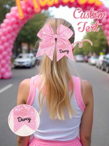 1 pièce nœud pour cheveux personnalisé pour filles, bandeau avec nom personnalisé, lien pour cheveux à paillettes multicolores, accessoire de cheveux élastique pour pompons de cheerleading, accessoire de cheveux exquis à personnaliser pour pompons de cheerleading pour filles