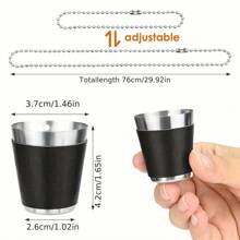 1Pc Shot Glasses Bulk Wedding 30Ml Stainless Steel Black Shot Glasses - Stylish Reusable Glasses With Rustproof Chain - Perfect For Unforgettable Wedding, Carnival, & Deer Parties - Premium Drinkware Accessories For Festive Events For Hanging Wedding Party Carnival Deer Party, Party Supplies, Drinkware Accessories Bachelorette Party