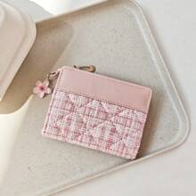 Portfel damski z wisiorkiem w kształcie kwiatu wiśni, koreańsko-japoński styl, portfel na monety i karty, portfel damski, mini portfel, mały portfel, śliczny portfel - Różowy - Zobacz 2