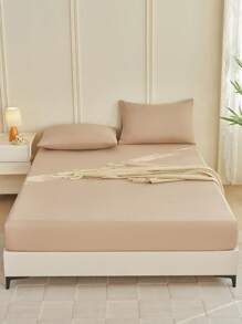 1 件纯色浅驼色床笠、床垫保护套、床垫罩、床单，柔软透气，适合所有尺寸的床 - 单人床、双人床、特大号床、大号床单，深口袋，最大 11.8 英寸家纺 - 駝色 - 查看 5