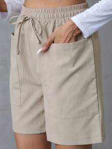 Summer New Style Shorts With Large Pockets, Casual Pants - Khaki - View 2