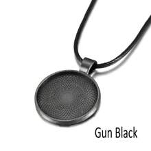 5 pièces/paquet Cadre de pendentif de 25 mm avec cordon de cire, base de cabochon rond vide pour DIY, accessoires de bijoux de collier