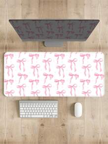 1 件粉色蝴蝶结设计橡胶防滑台式机/笔记本电脑办公游戏鼠标垫 - 粉色 - 查看 2