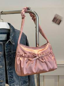 1pc New Fashion Korean Gentle Pleated Shoulder Bag Girls All-Match Ins Underarm Bag Pleated Casual Soft Summer Large Capacity Underarm Bag Casual Fashion Shoulder Bag Is Also Suitable For Traveling And Outdoor Shopping Dating Is Also Suitable As A Gift