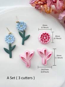 Fashion Flower Leaf Clay Earring Cutter For Polymer Clay Jewelry Making, Polymer Clay Cutters, DIY Ceramic Jewelry Mold Tools For Unique Flower Designs, Soft Pottery Crafting Accessories,Flora Polymer Clay Stud Earring Stamp Making Tool, Clay Jewelry Making Kit, Clay Earring Molds, Made By PLA, DIY Polymer Clay Printing Tools, Handmade Jewelry Pendant Crafting Kit - Pink - View 4