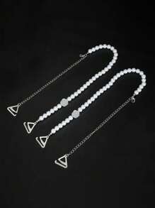 2 regulowane ramiączka do biustonosza zdobione perłami, odpinany łańcuszek na klatkę piersiową, pasek na ramię do bielizny, odkryte plecy na imprezę Rave