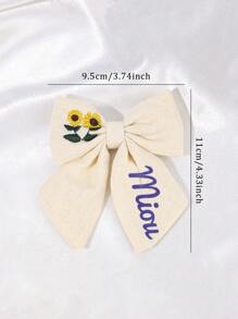 1 pieza Personaliza el nombre impreso Broche de pelo con lazo y bordado para niñas, lazos de pelo bordados con nombre personalizado, broche de pelo con lazo y flor bordados, adecuado para decoración del cabello diaria, regalo para niñas