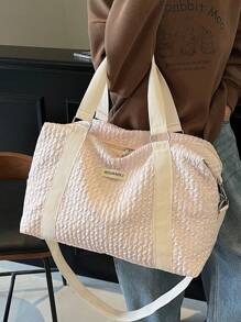 1pc Foldable Large Capacity Travel Bag, High-Quality Polyester Colorblock Fashionable Luggage Bag Toiletry Bag Wash Bag Toiletry Travel Bag Makeup Storage Beach Beach Bag Vacation Holiday Essentials School Supplies Travel Essentials Ladies For College Dorm Bathroom Back To School Supplies Bag For School School Accessories School Stuff