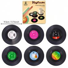 6 pezzi di sottobicchieri in vinile, creativo vintage classico retro, pad riciclato da dischi musicali rock americani, antiscivolo, resistente al calore, isolante, decorazione per la casa