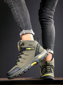 Men's Boots, Hiking Boots, Work Shoes, Anti-Puncture Safety Shoes, Thick Sole Non-Slip Sports Shoes, Men's Lace-Up Ankle Boots