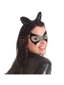 1 mască neagră din piele ecologică, ochi de pisică - temă sexy cu pirat, bandă elastică reglabilă, ideală pentru cosplay de Halloween și accesoriu pentru costum de Ziua Îndrăgostiților, mască de Halloween