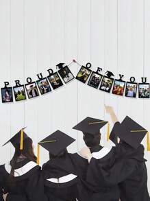 12pcs Graduation Photo Banner 2025 - Large, 10 Feet | Felt Proud Of You Banner | Graduation Banner 2025 Personalized | Graduation Picture Banner 4x6 For Black 2025 Graduation Party Decorations