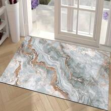 1 pieza Felpudo de bienvenida con patrón de rayas de mármol - Antideslizante, apto para interior/exterior, absorbente de agua y resistente a la suciedad, apto para dormitorio, baño, cocina, entrada - Decoración del hogar lavable, tapete suave y esponjoso para primavera y verano